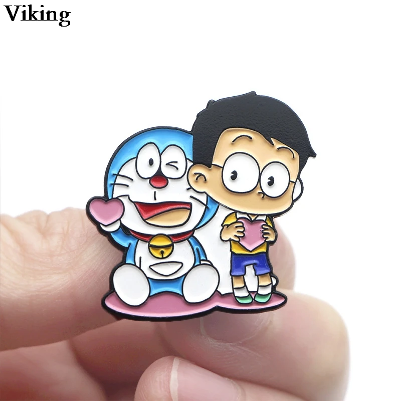 1 шт. Doraemon Симпатичные Значки эмаль броши мультфильм булавки металлический рюкзак с нашивками Одежда булавки броши для женщин мужчин детей G0372