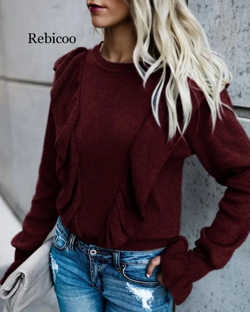 Fall Winter Fashion Pull Pullover Sweater Womens Puff Sleeve Oversized Womens Jacket Jumper Slim Cashmere Female Clothes