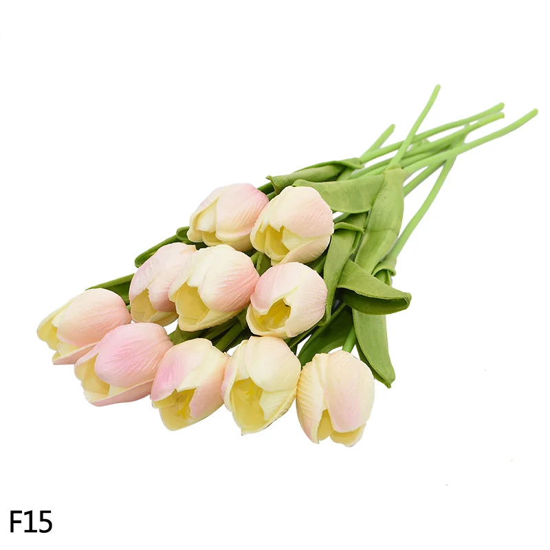 10 шт., белые, красные, розовые тюльпаны, настоящие на ощупь, искусственные цветы, тюльпаны для вечерние, свадебные, домашние украшения, искусственный цветок, свадебный букет, подарок - Цвет: B15 pink 2
