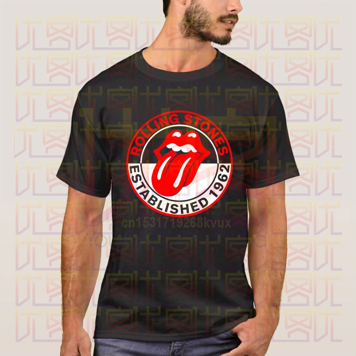 Футболка Rolling &amp Stonees Est 62 черная одежда популярная футболка с круглым вырезом 100%