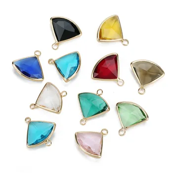 

Louleur 5pcs/lot Sector Shape Glass Pendants Single/Double Holes For Necklace Earrings DIY Bracelets Bijoux Jewelry Findings
