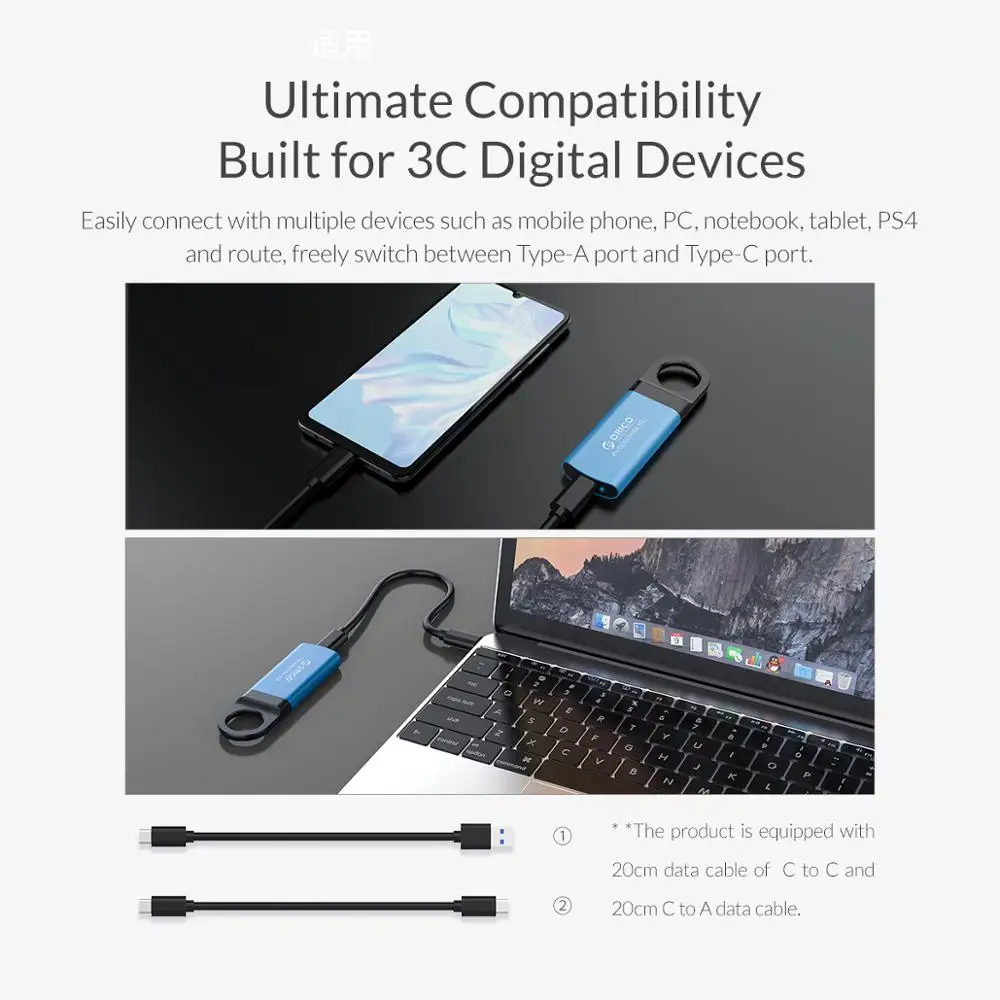 ORICO Mini Externe SSD M2 NVME Festplatte 1TB SSD 128GB 256GB 512GB M.2 NVME Tragbare SSD USB C 31