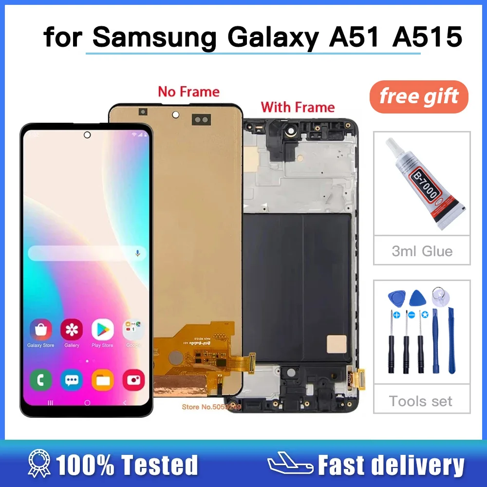 ЖК-дисплей Super Amoled A51 для Samsung Galaxy A51 A515, сенсорный экран с дигитайзером в сборе, детали для Samsung A515 A515FN/DS A515F