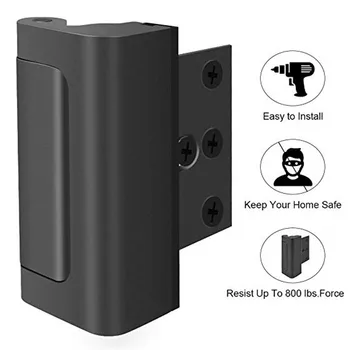 

Black Aluminium Alloy Door Reinforcement Lock with Screws Security Door Lock Home Child Proof Door Stopper