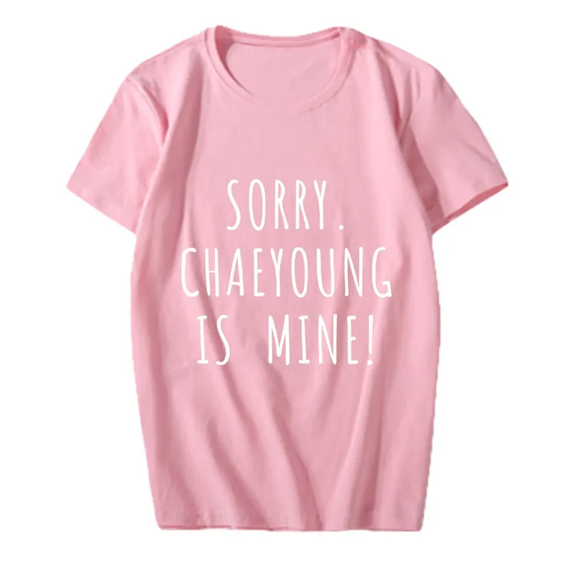 TWICE SORRY IS MINE MOMO TZUYU MINA NAYEON футболка с короткими рукавами и круглым вырезом Kpop унисекс свободная футболка футболки для влюбленных PT1165 - Цвет: Pink CHAEYOUNG