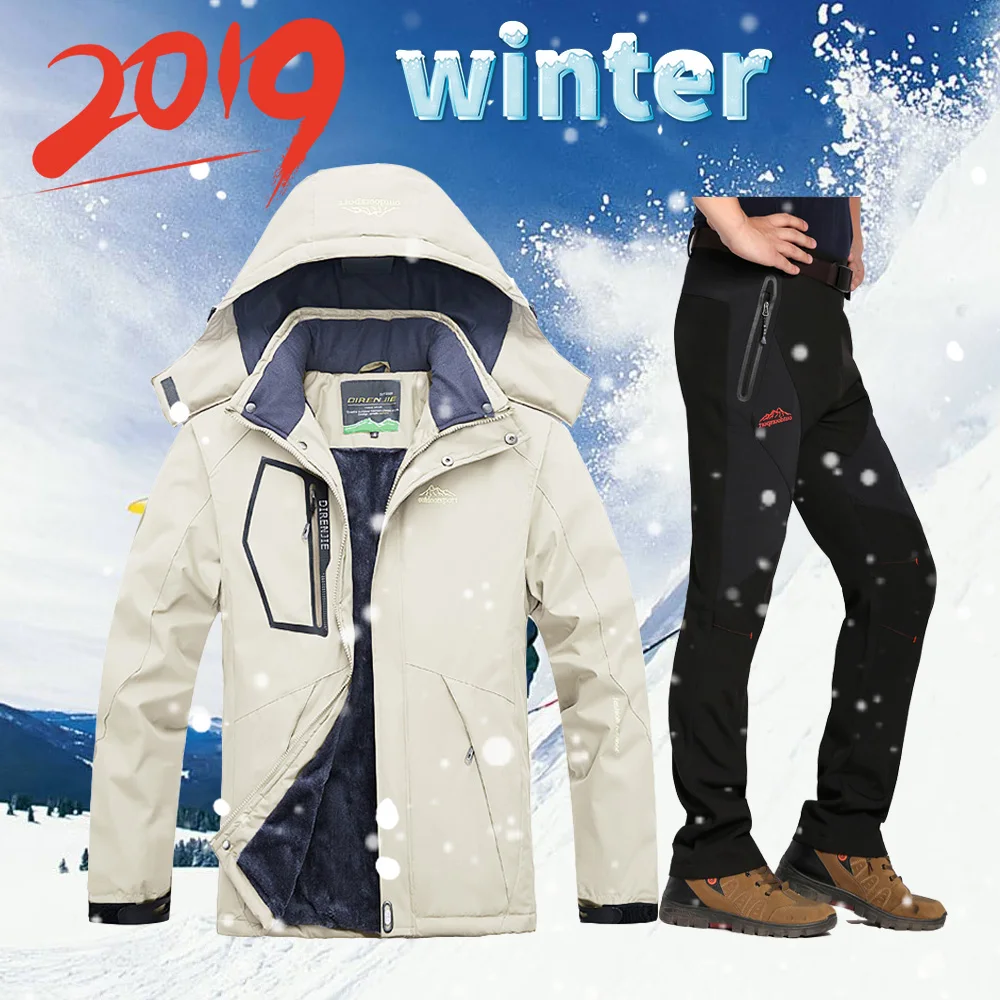 Tanie Zimowy kombinezon narciarski dla mężczyzn wiatroszczelna wodoodporna ciepła kurtka i spodnie narciarskie odzież zimowa narciarstwo i snowboard kurtki męskie