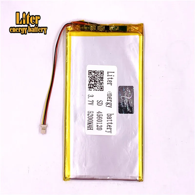 

1.0MM 3pin connector 3.7v 4560120 lithium polymer battery with pcm backup 5200mah tablet pc battery