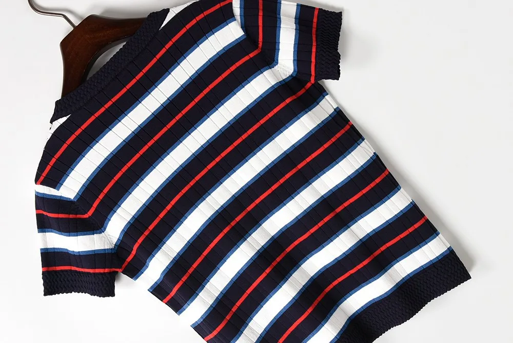 Urumbassa, Вязанная женская футболка, новинка, весна-лето, полосатые вязанные футболки S173