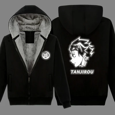 [Сток] демон убийца Kimetsu no Yaiba Kamado Tanjirou косплей костюм куртки пальто длинное зимнее пальто на молнии с капюшоном Толстовка fluore - Цвет: as pic