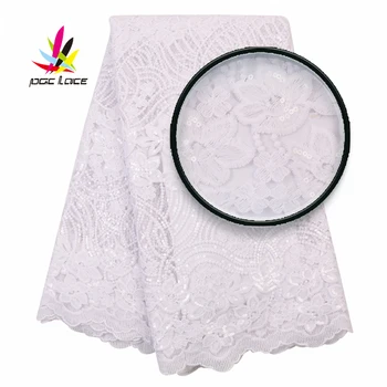 

2019 High Quality African Lace Fabric With Sequines Hot Selling Nigerian Mesh Lace With Embroidery Flowers For Women AMY3069B