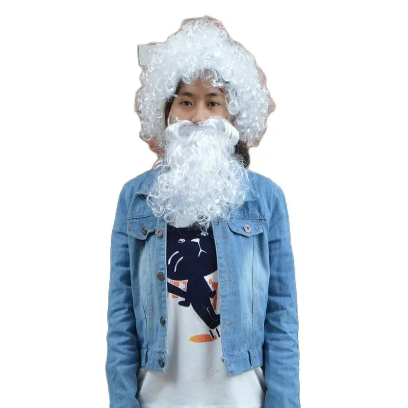 1 шт. парик Деда Мороза вкусная борода длинный белый маскарадный костюм аксессуар