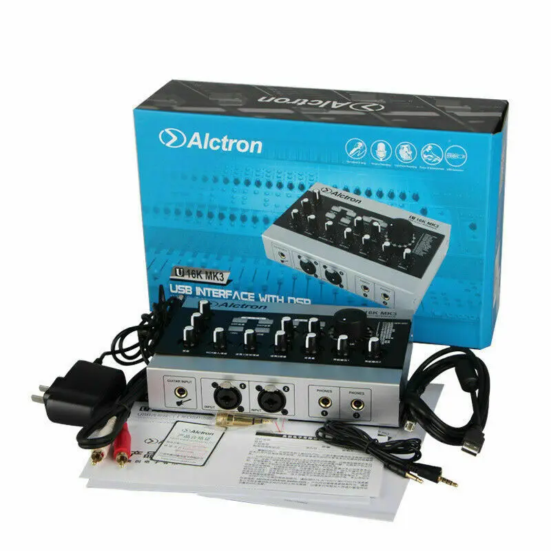 US $110.39 Alctron U16K MK3 USB Audio Recording Interface Microphone External USB Sound Card Amplifier WRCA Cable For Cellphone PC Lapto
