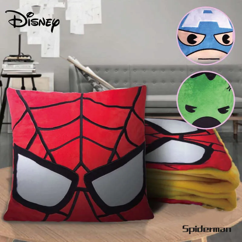 

Disney Pillow Marvel Captain America 3 Spider-Man Hulk Cushion Pillows Air Conditioned Flannel Blanket