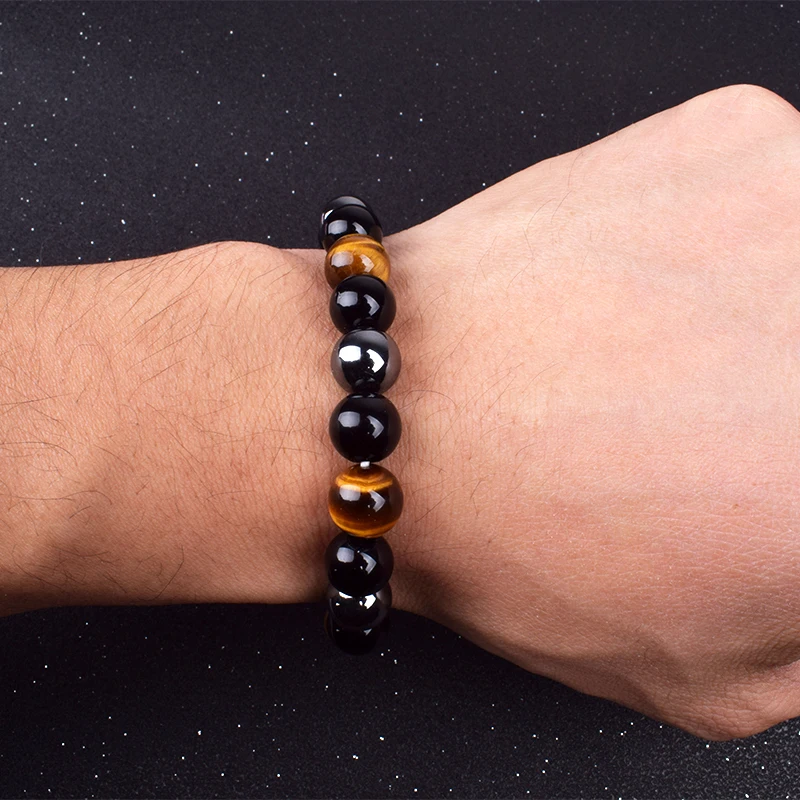 Natural Tiger Eye Hematite Bracelets Men Obsidian Magnetic Health Protection Balance Beads Bracelets Women Reiki Healing Jewelry - Image 2