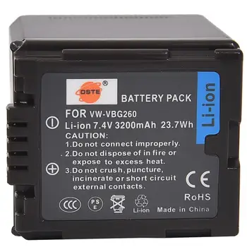 

DSTE VW-VBG260 Battery for Panasonic AG-AF100 AG-HMC150 HDC-HS300 700 HDC-SD700 T750 HDC-TM300 700 SDR-H80 Camera
