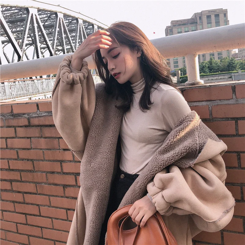 SHENGPALAE, новинка, модное зимнее пальто для женщин, длинное, однотонное, с роговыми пряжками, с капюшоном, с воротником, замшевое, свободное, повседневное, стильное пальто для женщин A110