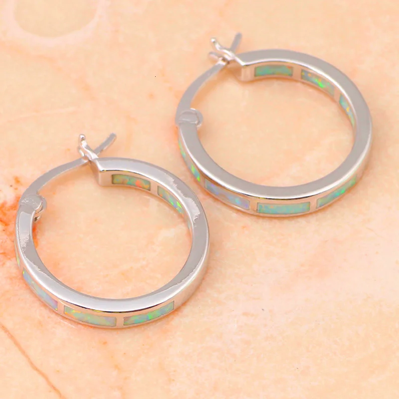 Женская мода bijoux круглые серьги Белый огненный опал серебряные штампованные серьги-кольца модные ювелирные изделия опал ювелирные изделия OE429