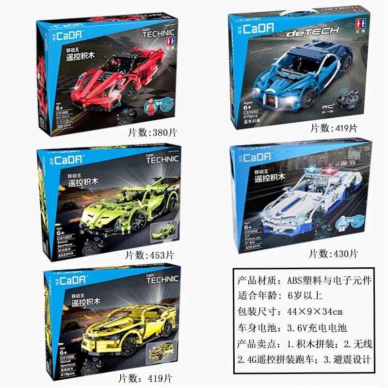 

Double e cada Cracking Take Remote Controlled Blocks Car Assembled Electric Small Particles Building Blocks Race Car Sports Car