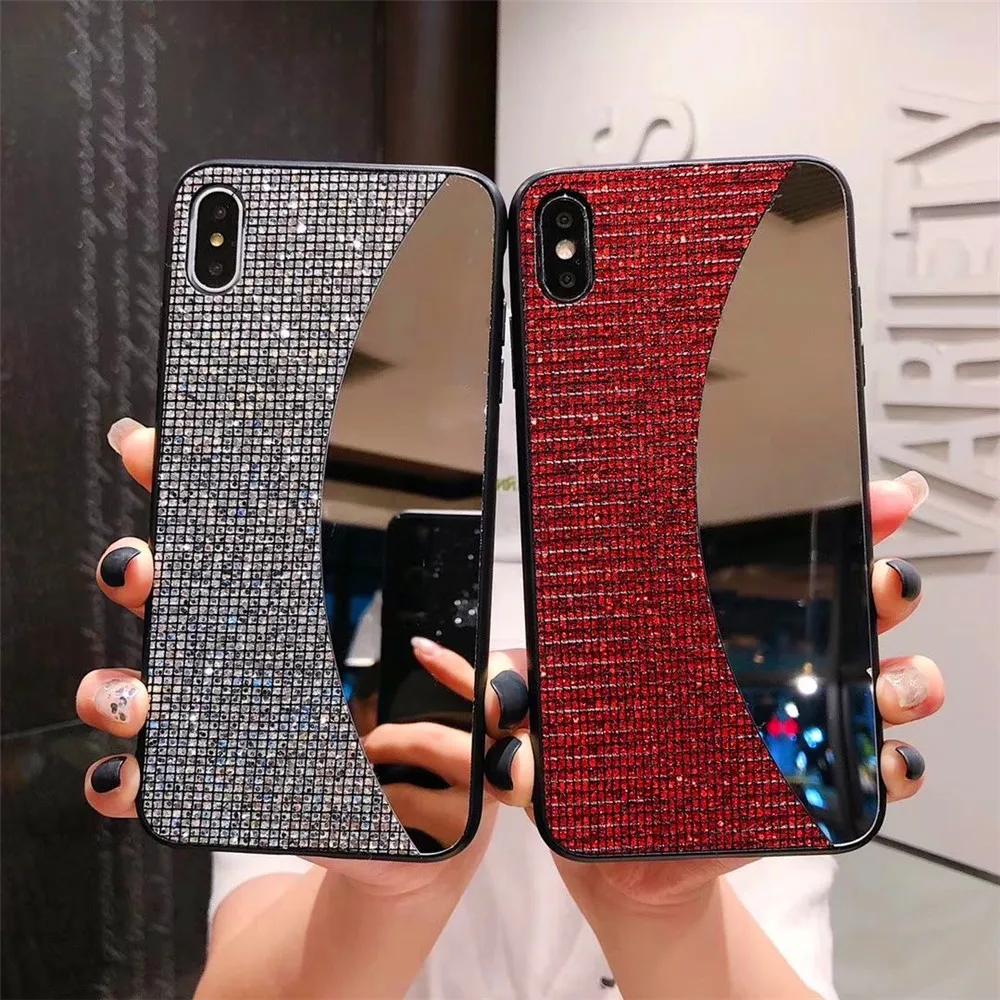 Новая звезда макияж зеркало вспышка Алмазный мобильный телефон чехол iphone11