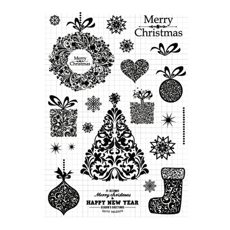 

Christmas Tree Clear Stamps Flowers Transparent Silicone Seal for DIY Scrapbooking Card Making Photo Album Crafts Decor Stamps