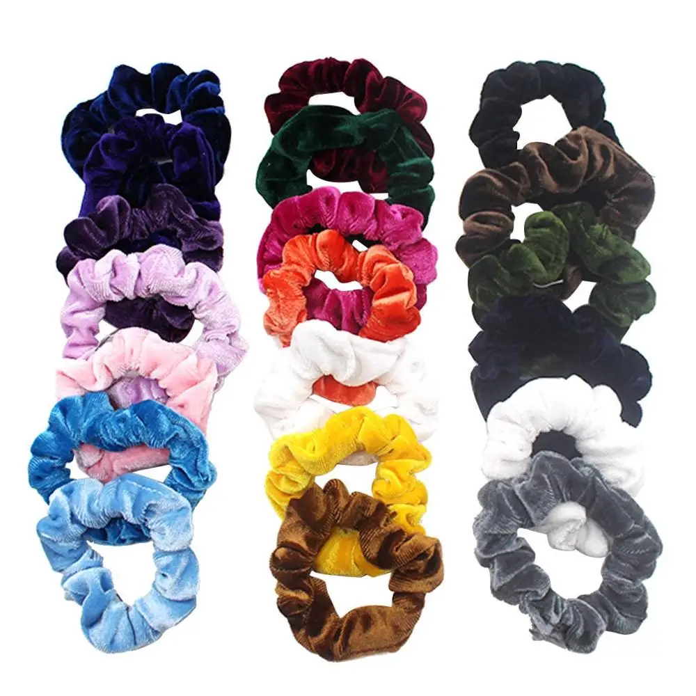 

20 Pcs/Lot Soft Hair Bands Chiffon Velvet Satin Hair Scrunchie Floral Grip Loop Holder Stretchy Hair Band Ties Accessories