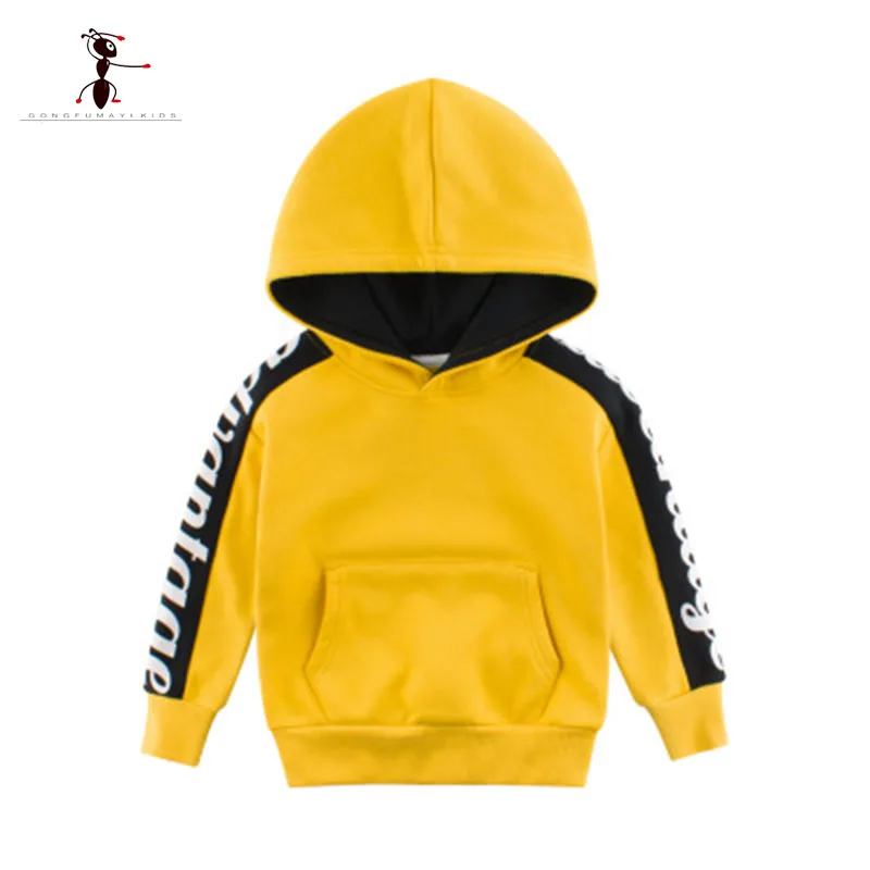 golden KungFu Ant/Детские толстовки с капюшоном; свитера для мальчиков; хлопковый пуловер с принтом с героями мультфильмов; топы для маленьких мальчиков; Повседневная осенняя одежда - Цвет: golden