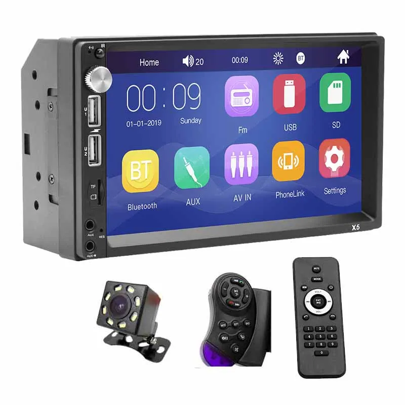 7" Touch Screen Car Radio 2 Din Mirror Link Bluetooth MP5 Player External Mic Input Handsfree A2DP USB TF ISO Head Unit PHYEE X5 - Цвет: remote camera