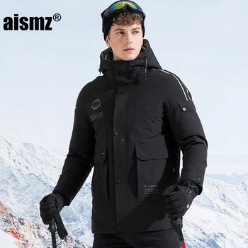 

Aismz Men's Russia Canada Winter 90% White Duck Down Jacket Parkas Hooded Windproof Waterproof Coat Man Thick Warm Overcoat