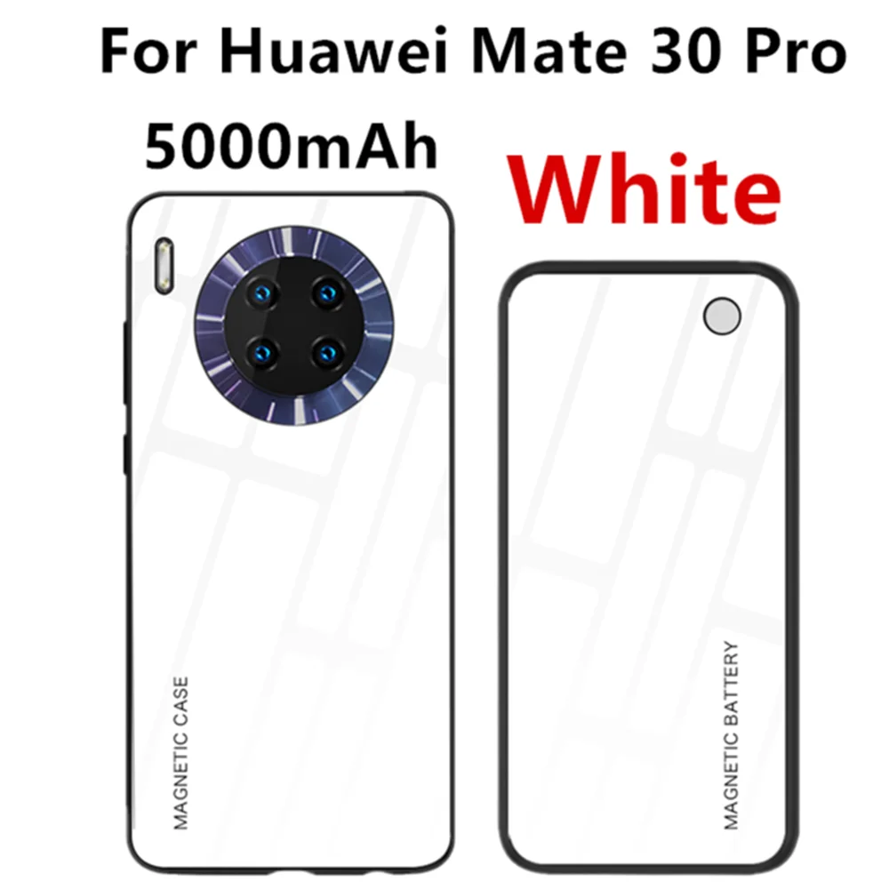 White Mate 30 Pro 5000 мА/ч чехол для беспроводной зарядки аккумулятора для huawei mate 30 Pro резервный Магнитный аккумулятор внешний аккумулятор чехол для зарядного устройства для huawei mate 30 - Цвет: White Mate 30 Pro