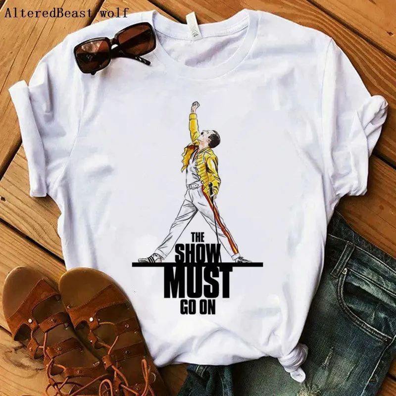 Футболка Freddie Mercury футболка с принтом Show Must Go On белая женская в стиле хип-хоп