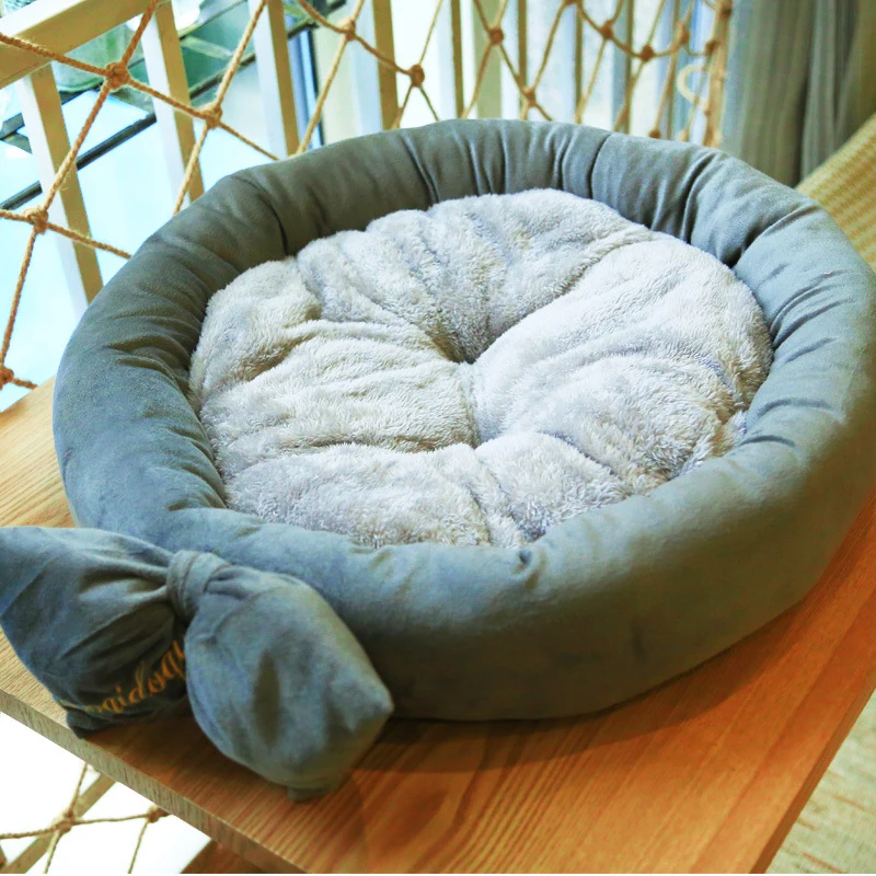 

Bow Tie Design Round Dog Bed Mats Cat Puppy Winter Warm Pet Nest Sofa for Cushion For Small Medium Dogs Cat mat Pet supplies