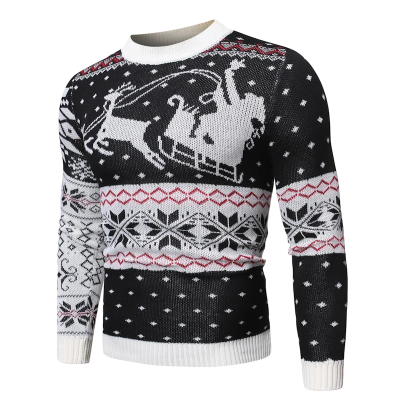 Loldeal Men Long Sleeve Sweater Fashion Deer Batik Casual Warm Round Neck Pullover Loldeal Men Long Sleeve Sweater Fashion Deer Batik Casual Warm Round Neck Pullover