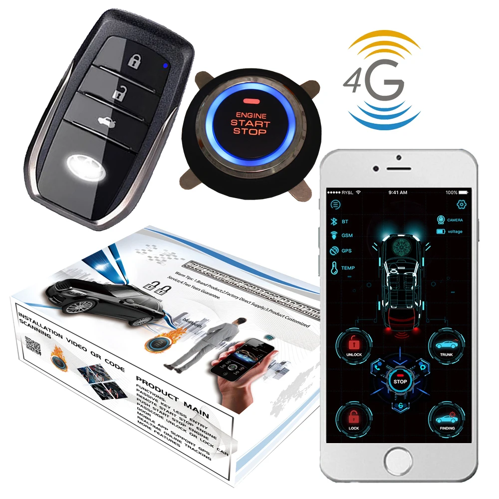 US $219.94 Cardot 4g Gps Gsm Smart Keyless Entry Remote Starter Engine Start Stop Car Alarm System