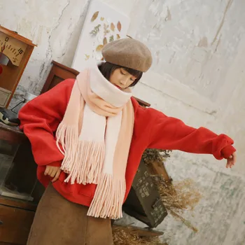 

2020 autumn and winter new couple knitted wool warmth color matching fringed scarf women fashion temperament shawl A77