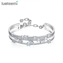 LUOTEEMI, новинка, модный слой, массивные CZ браслеты, браслеты для женщин, для свадьбы, помолвки, ювелирные изделия, аксессуары колье, рождественские подарки