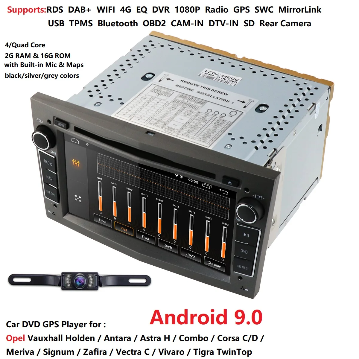 Top 2GRAM HD1024*600 2DIN Quad Core Android9.0 Car DVD Player GPS Radio For Opel Astra H Vectra Corsa Zafira B C G car stereo 4GWIFI 2