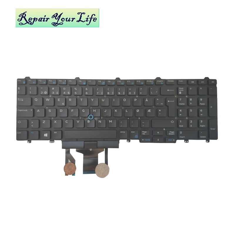 Клавиатура для ноутбука NE/Norsk для dell E5550 Precision 15 17 7510 7710 DCFRG6 NSK-LL0BC 0N PK1313M1B17 с подсветкой черный - Цвет: black