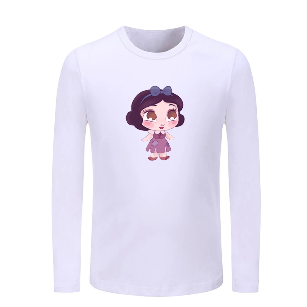 

Cute Cartoon Princesses snow White Pattern Kids T-shirts Childs Graphic Cotton Printing Tee Shirts Boys Girls Tops Long Sleeve