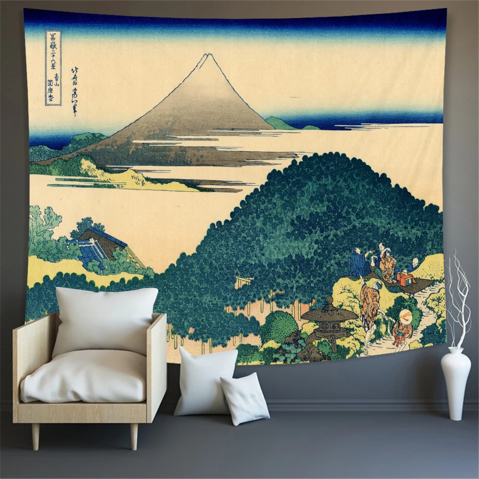 Tapestry Decor Aesthetic Room Decor Tapestry The Great Wave of Kanagawa Wall Hanging Household Japanese Kawaii Room Decor