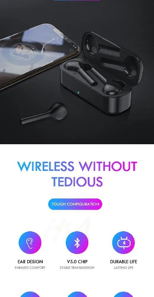 BEESCLOVER Bluetooth 5,0 Беспроводные наушники с чистым басом и микрофоном для телефона
