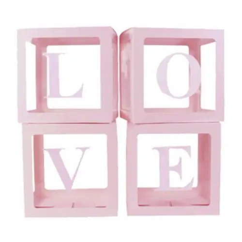 Pink love 4 шт. Прозрачный чехол для хранения с надписью «Love» для детской вечеринки - Цвет: Pink love