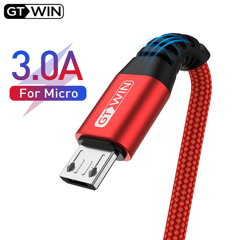 GTWIN Micro USB кабель 2 м для Oneplus Samsung Microusb 3A Быстрая зарядка данных Xiaomi Redmi Huawei Android