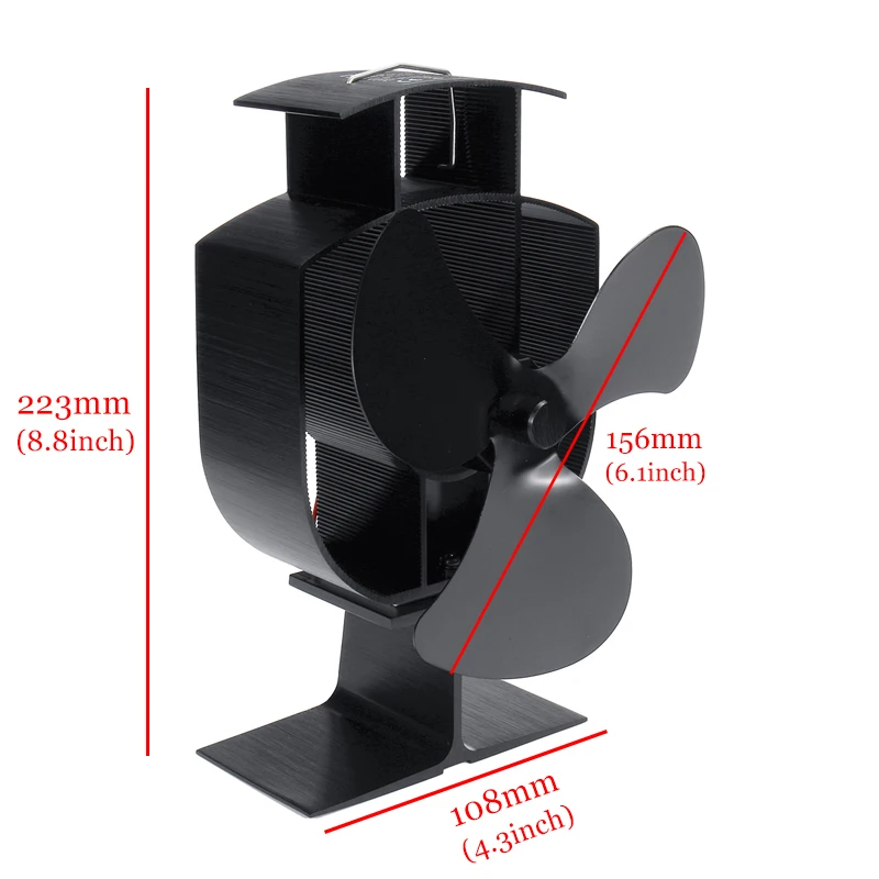 Черный печной вентилятор 3 Лопасти вентилятор для камина с питанием от тепла komin деревянная горелка экологический вентилятор дружественный тихий дом эффективное распределение тепла