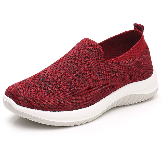 women sneakers 2022 new solid color casual slip-on mesh light comfortable breathable flats sneakers women shoes