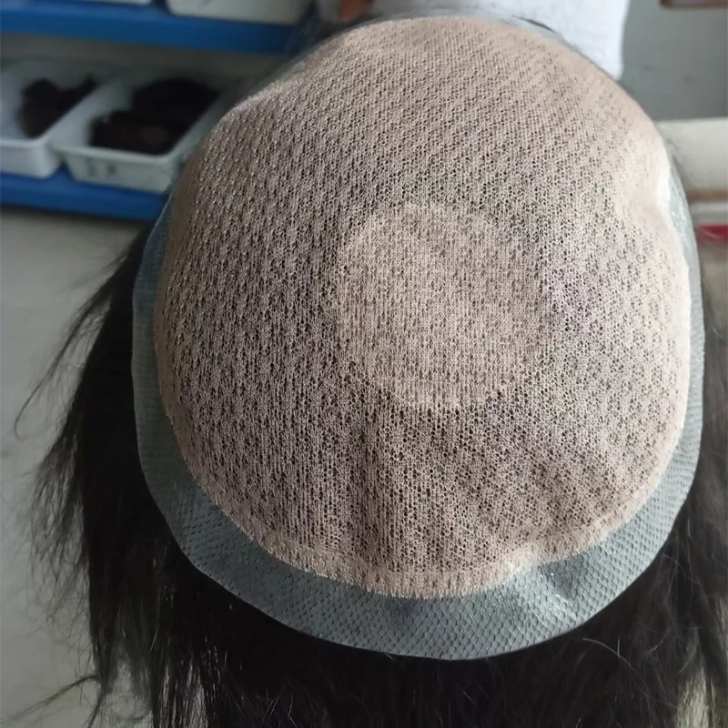 5pcs/Lot Men's-Toupee-Base-Net-Caps Hair Pieces Diy Silk Top Half Caps