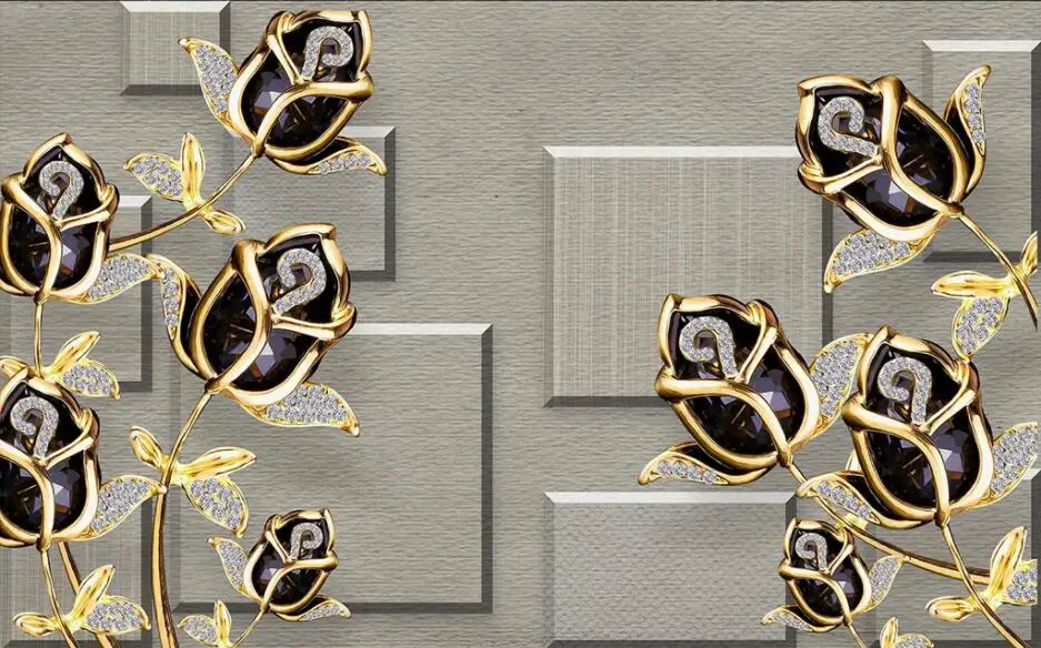 Beibehang 3d papel де parede Фреска люксо трехмерный jóias em relevo 3D tulipa ТВ fundo parede papel де parede обои