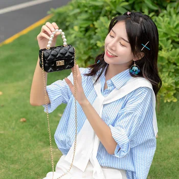 

2020 Summer Women Small Messenger Bag Casual PVC Chain Flap Square Handbag Mini Jelly Clutch Purse Girls Shoulder Crossbody Bags