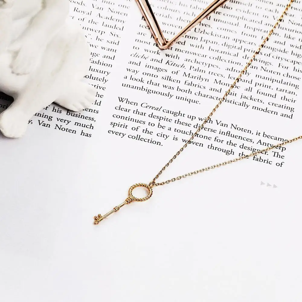 Шанис 925 пробы серебро золотое, подделка ключ ожерелье с подвеской Bijoux(украшения своими руками) для Для женщин ювелирные изделия для девочек короткая цепочка чокер