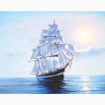 

Daimond Painting Cross Stitch Sailboat Sea 5D Diamond Embroidery Sale Pictures Rhinestones Diamond Mosaic Full Pack