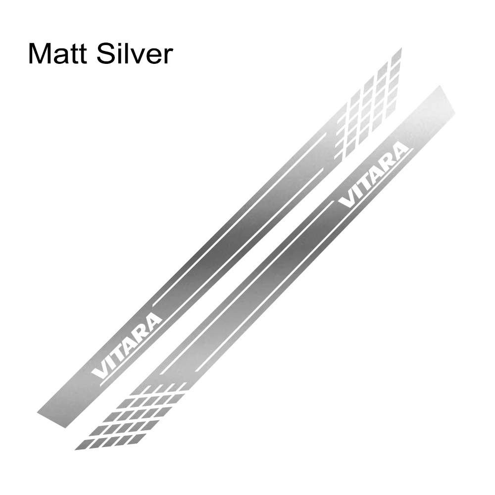 Matt Sliver 2 шт./компл. автомобиля Длинная сторона юбка наклейки для Suzuki Vitara украшения DIY виниловая пленка Авто спортивный стиль наклейки аксессуары для автомобиля - Название цвета: Matt Sliver